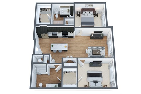 2 bedroom, 2 bathroom